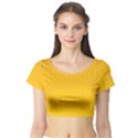 Background Polka Yellow Short Sleeve Crop Top View1