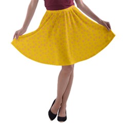 Background Polka Yellow A-line Skater Skirt