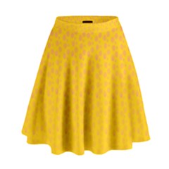 Background Polka Yellow High Waist Skirt