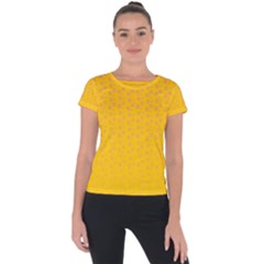 Background Polka Yellow Short Sleeve Sports Top 