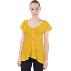 Background Polka Yellow Lace Front Dolly Top