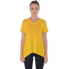 Background Polka Yellow Cut Out Side Drop Tee by HermanTelo