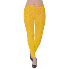 Background Polka Yellow Velvet Leggings