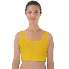 Background Polka Yellow Velvet Crop Top