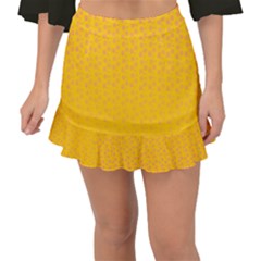 Background Polka Yellow Fishtail Mini Chiffon Skirt