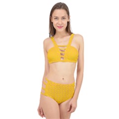 Background Polka Yellow Cage Up Bikini Set by HermanTelo