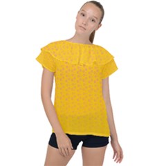 Background Polka Yellow Ruffle Collar Chiffon Blouse