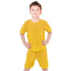 Background Polka Yellow Kids  Tee And Shorts Set by HermanTelo