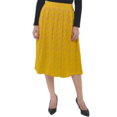 Background Polka Yellow Classic Velour Midi Skirt  by HermanTelo