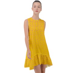 Background Polka Yellow Frill Swing Dress