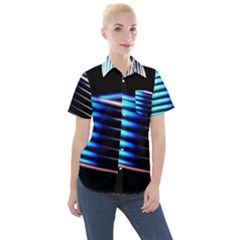 Motion Line Illustrations Women s Short Sleeve Pocket Shirt