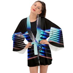 Motion Line Illustrations Long Sleeve Kimono