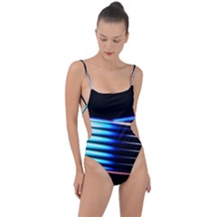 Motion Line Illustrations Tie Strap One Piece Swimsuit