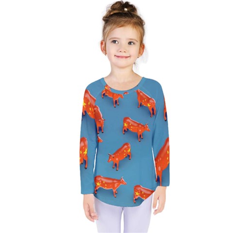 Illustrations Cow Agriculture Livestock Kids  Long Sleeve Tee by HermanTelo