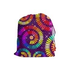 Abstract Background Spiral Colorful Drawstring Pouch (large)