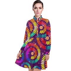 Abstract Background Spiral Colorful Long Sleeve Chiffon Shirt Dress