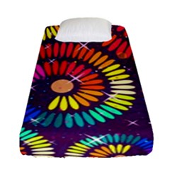 Abstract Background Spiral Colorful Fitted Sheet (single Size) by HermanTelo