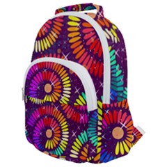 Abstract Background Spiral Colorful Rounded Multi Pocket Backpack