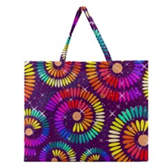 Abstract Background Spiral Colorful Zipper Large Tote Bag