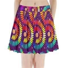 Abstract Background Spiral Colorful Pleated Mini Skirt