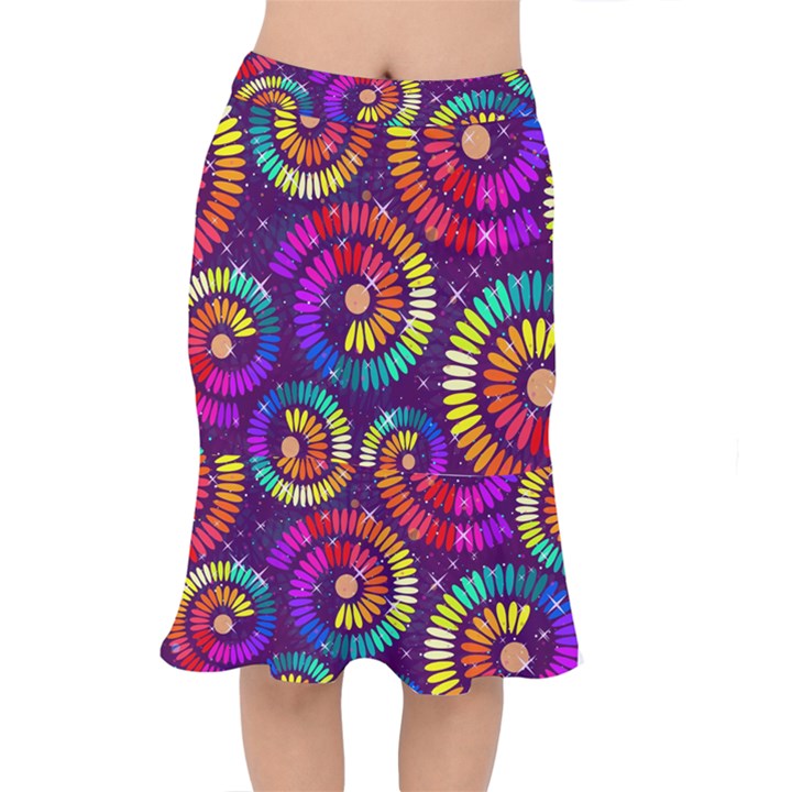 Abstract Background Spiral Colorful Short Mermaid Skirt