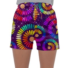 Abstract Background Spiral Colorful Sleepwear Shorts