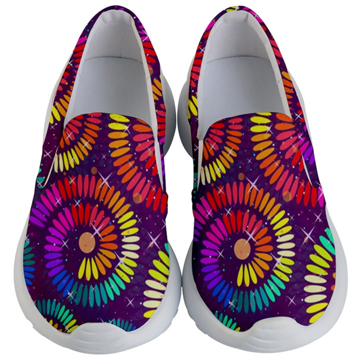 Abstract Background Spiral Colorful Kids  Lightweight Slip Ons