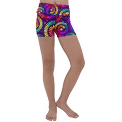 Abstract Background Spiral Colorful Kids  Lightweight Velour Yoga Shorts