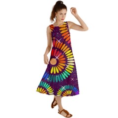 Abstract Background Spiral Colorful Summer Maxi Dress