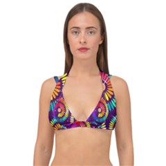 Abstract Background Spiral Colorful Double Strap Halter Bikini Top by HermanTelo