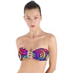 Abstract Background Spiral Colorful Twist Bandeau Bikini Top