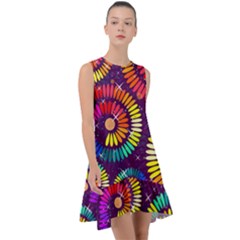 Abstract Background Spiral Colorful Frill Swing Dress