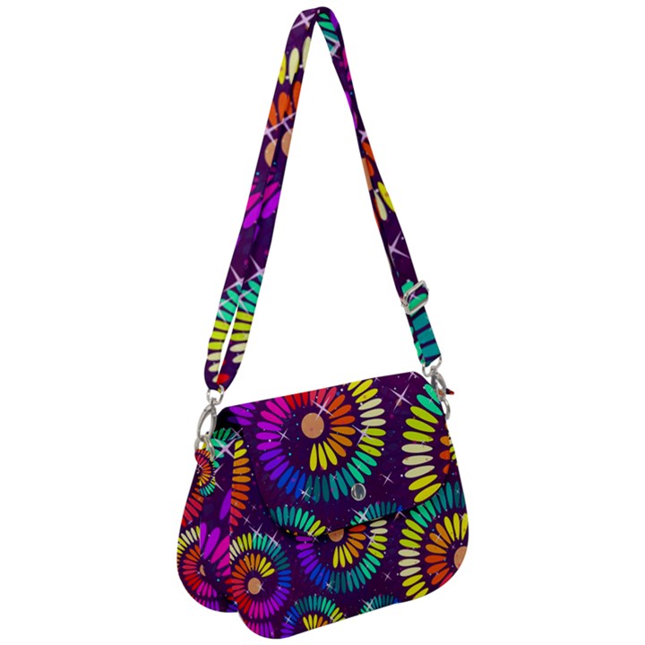 Abstract Background Spiral Colorful Saddle Handbag