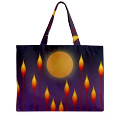 Night Moon Flora Background Zipper Mini Tote Bag by HermanTelo