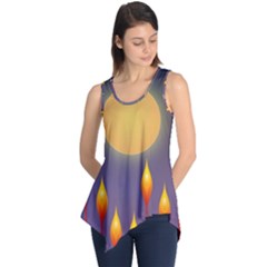 Night Moon Flora Background Sleeveless Tunic