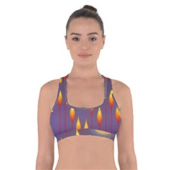 Night Moon Flora Background Cross Back Sports Bra