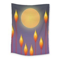 Night Moon Flora Background Medium Tapestry by HermanTelo