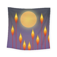 Night Moon Flora Background Square Tapestry (small) by HermanTelo