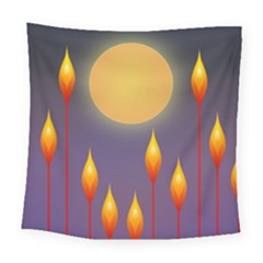 Night Moon Flora Background Square Tapestry (large)