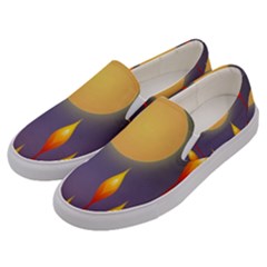 Night Moon Flora Background Men s Canvas Slip Ons