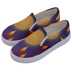 Night Moon Flora Background Kids  Canvas Slip Ons