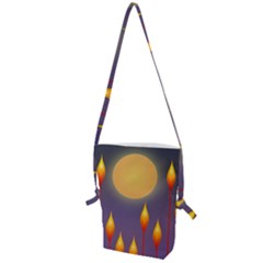 Night Moon Flora Background Folding Shoulder Bag by HermanTelo