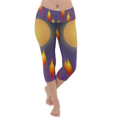 Night Moon Flora Background Lightweight Velour Capri Yoga Leggings