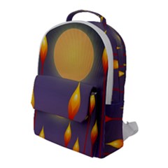 Night Moon Flora Background Flap Pocket Backpack (large)