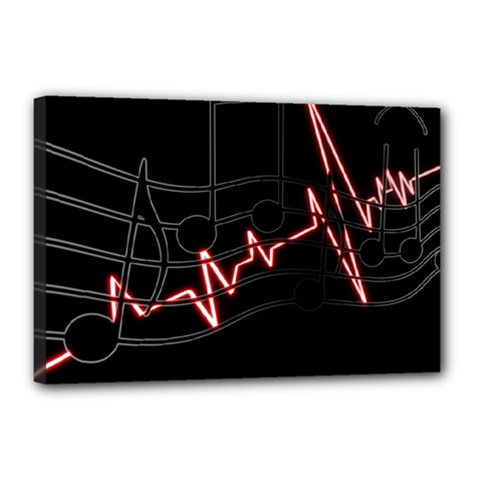 Music Wallpaper Heartbeat Melody Canvas 18  X 12  (stretched) by HermanTelo