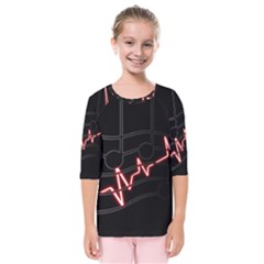 Music Wallpaper Heartbeat Melody Kids  Quarter Sleeve Raglan Tee