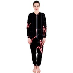 Music Wallpaper Heartbeat Melody Onepiece Jumpsuit (ladies)  by HermanTelo