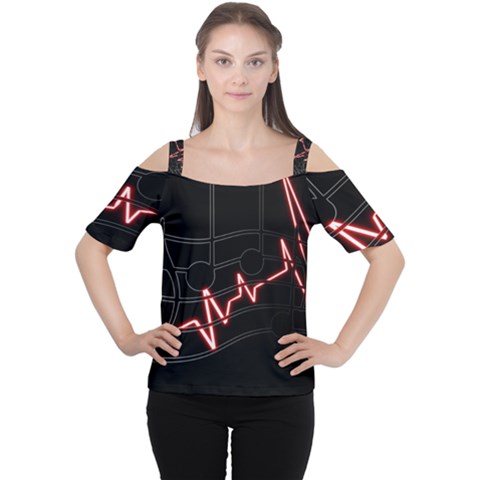 Music Wallpaper Heartbeat Melody Cutout Shoulder Tee by HermanTelo