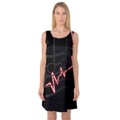 Music Wallpaper Heartbeat Melody Sleeveless Satin Nightdress