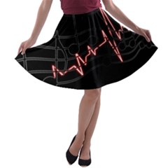 Music Wallpaper Heartbeat Melody A-line Skater Skirt by HermanTelo